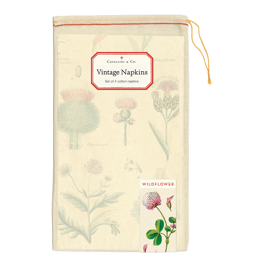 Vintage Cloth Napkin Wildflowers - Set of 4