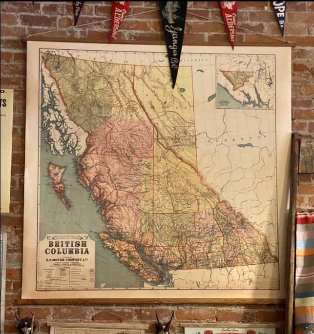 Canvas Map of British Columbia