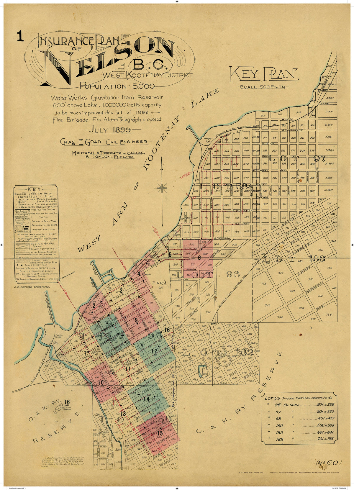 Cart-olina Vintage Map - Insurance Plan of Nelson, BC
