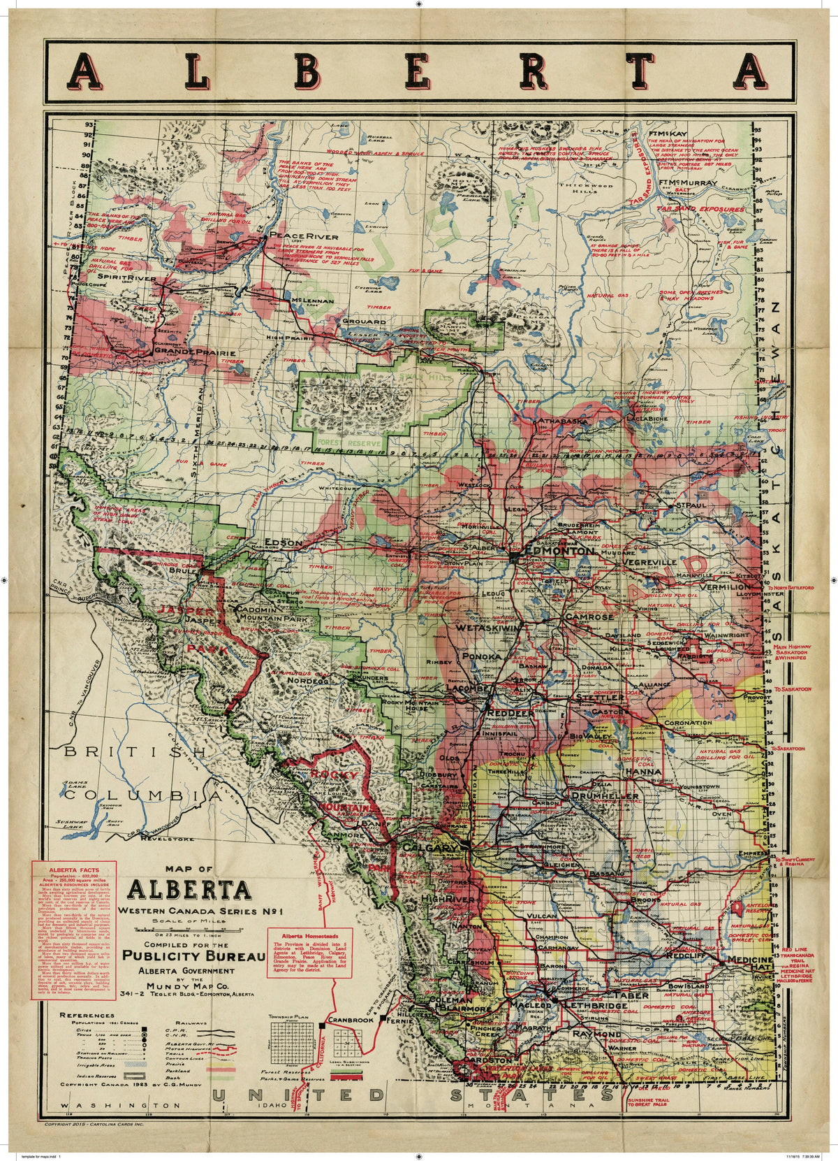 Cart-olina Vintage Map of Alberta