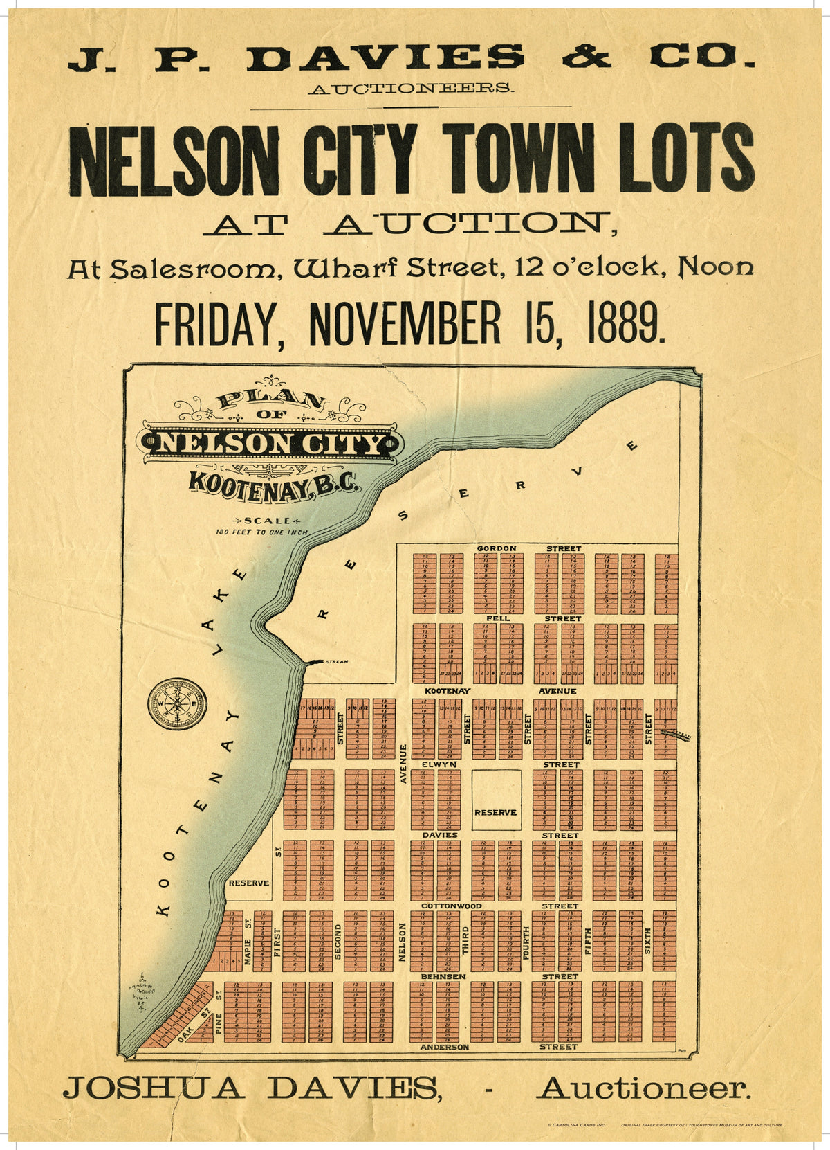 Cart-olina Vintage Map - Nelson City Town Lots at Auction, 1889