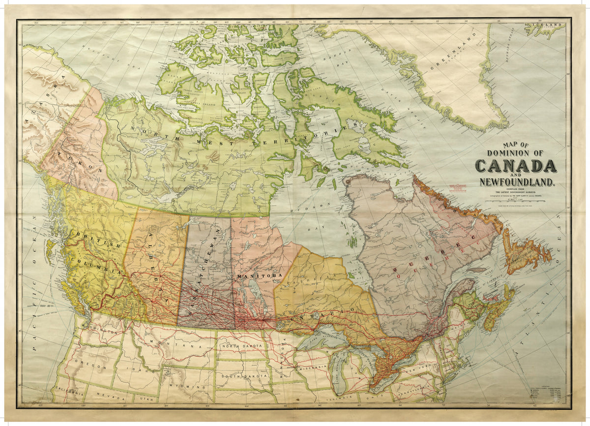 Cart-olina Vintage Map of the Dominion of Canada and Newfoundland